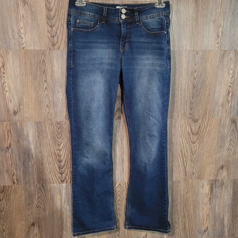 Angels Forever Young Straight Leg Jeans Sz 6/28 x 30 Dark Wash Mid Rise Stretch